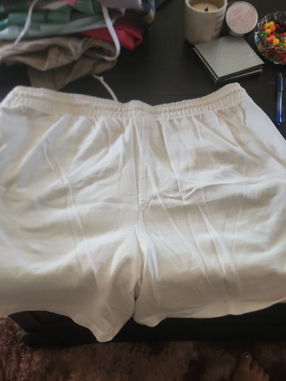 Basic White Drawstring Shorts - Picture 3 of 4